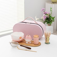Ensemble de cérémonie du thé japonais Anji Newell, 8 pièces, bol en céramique, fouet en bambou, boîte cadeau, peint à la main, pour la maison, le café