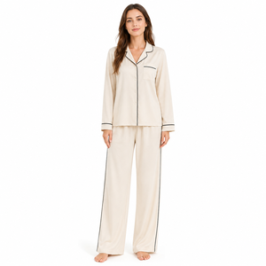 <span class=keywords><strong>Pigiama</strong></span> di Lusso in Seta di Gelso per Donne, Set <span class=keywords><strong>Sexy</strong></span> in Raso, Abbigliamento da Notte a Maniche Lunghe, Loungewear e Homewear per Signore - Product Image 3