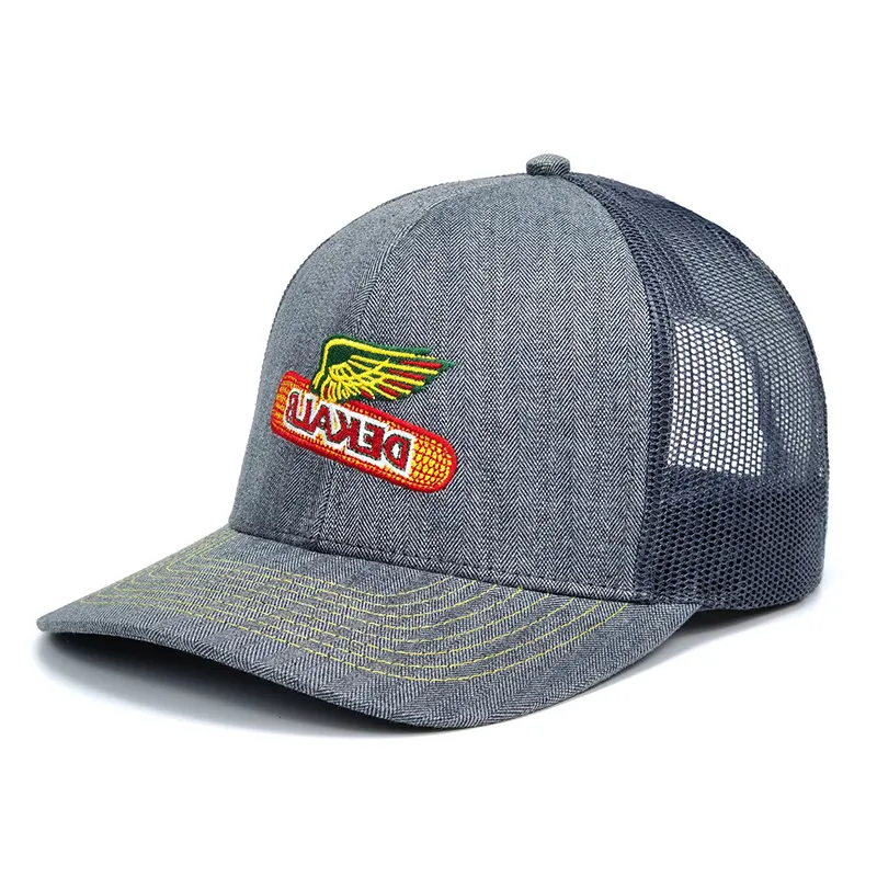 Wholesale Custom Logo Embroidery Sports Baseball Gorros Cotton 6 Panel Mesh Cap Trucker Hat