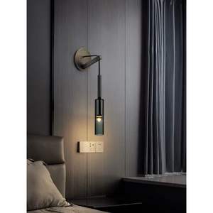 Lampe murale de chevet de style nordique moderne minimaliste, design tendance tout en cuivre avec cristal pour mur d'arrière-plan de télévision - Product Image 1