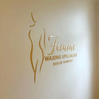 Enseigne Commerciale en Acrylique Doré Personnalisée, Logo d'Entreprise Miroir, Décoration Murale, Enseigne de Salon de Beauté, Enseigne en Acrylique Personnalisée, Double Modèle Inclus