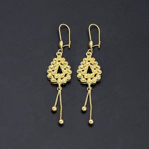 JXX 2024 Women's <b>Gold</b>-Plated Brass Drop <b>Earrings</b> Unique Dubai Style <b>Dangle</b> Jewelry for Weddings Wholesale Price - Product Image 3