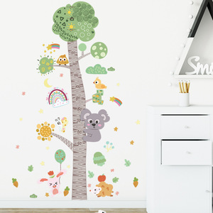Grande taille bébé <span class=keywords><strong>chambre</strong></span> d'enfant dessin animé animal arbre croissance tableau règle décoration murale autocollants 3d - Product Image 5