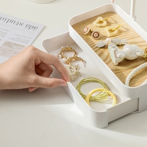 Household Jewelry Display Stand Double Layered <b>Portable</b> Cosmetic Ring Hair Bands Necklace Exquisite Organizer - Product Image 2
