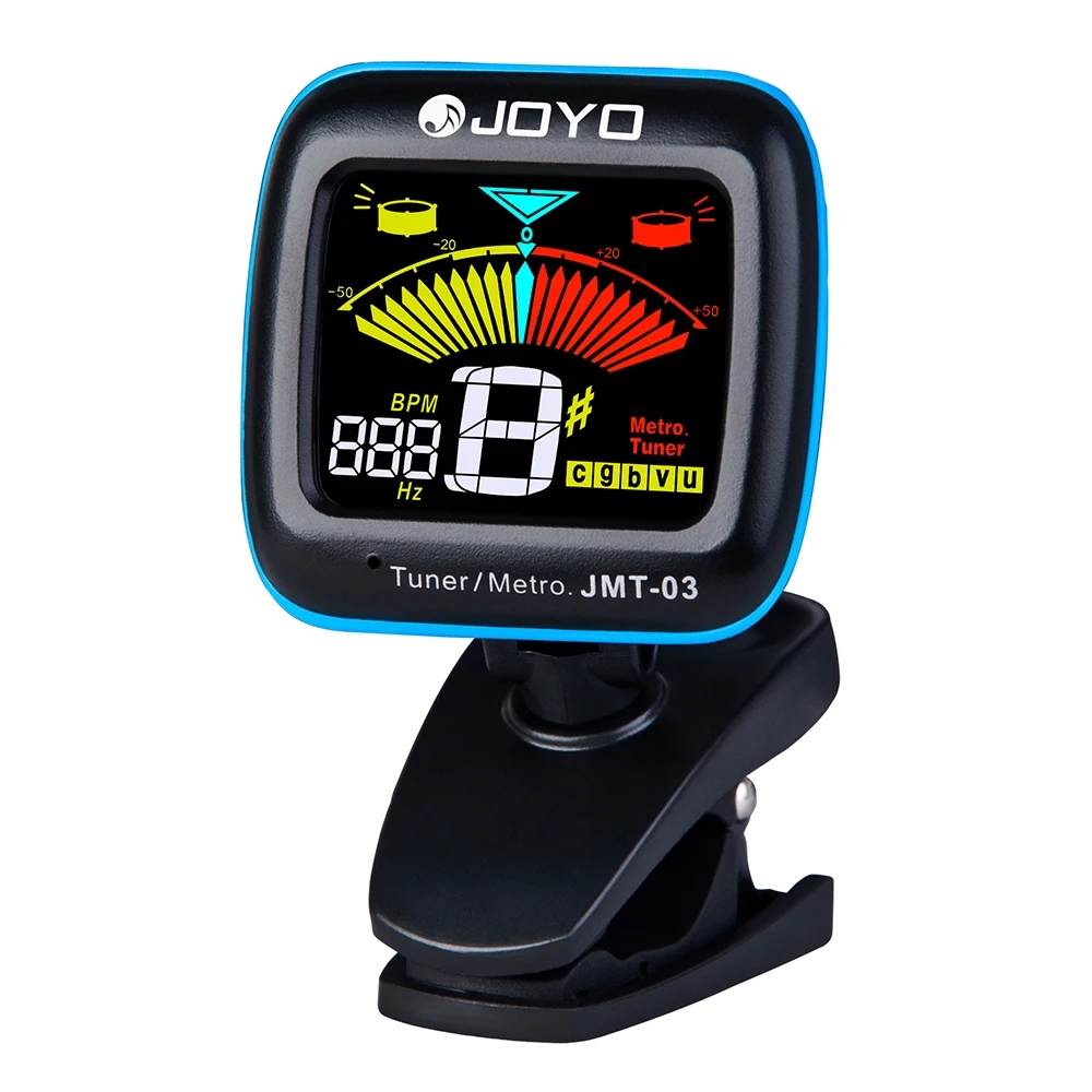 JOYO JMT-03 Guitar Tuner 360 Graus Rotativo Clip-on TAP Tempo Metronome Função Sintonizador Eletrônico para Guitarra Baixo Ukulele