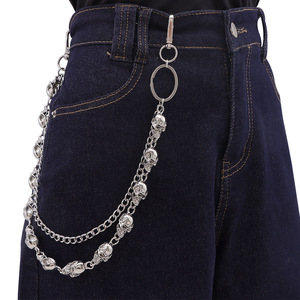 โซ่คาดเอวโลหะรูปหัวกะโหลกสองชั้นสไตล์พังก์ฮิปฮอปเครื่องประดับแฟชั่นสำหรับสวมใส่ทุกวัน - Product Image 1