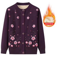 Nouvel arrivage de veste imprimée chaude femme pull de grand-mère rembourré cardigan maman pull en tricot impression cardigan chaud