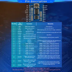 DT9001-TF USB Programmable Sound Module 5W Amplifier MP3 Voice Player Module 10 Triggers/one Line Serial/TTL Control 4M/16M