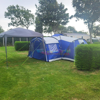 Tente de camping portable, tente de camping en plein air, grande tente de camping en tissu Oxford PVC respirant, deux chambres, pour 3-4 personnes, glamping