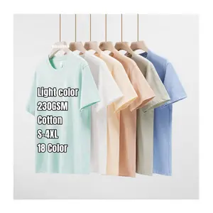 Luluxixiyaya 2023 New Light Color 230gsm 100 Cotton Soft Tapper Sleeve Regular 20S O Neck Basic Men's Plain T Shirt