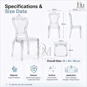 Silla de Policarbonato Transparente con Respaldo Curvo, Ligera y Duradera, para Recepciones de Boda y Banquetes de Hotel - Product Image 3