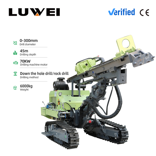 DTH Drilling Rig Heavy-duty Tracked Diesel Engine Rotary Drill Rig with 45m Drilling Depth for Quarry Blasting Holes