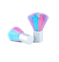 Brosse de nettoyage de poussière pour ongles GUYO à manche argenté, poils doux de haute qualité, personnalisable avec logo pour salon de manucure, élimination de la poussière des ongles