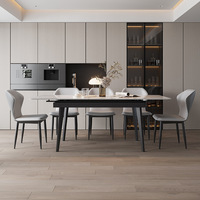 Ensemble de salle à manger ModHomi de luxe en pierre frittée télescopique avec pieds en acier au carbone, table rectangulaire extensible à taille réglable pour la maison