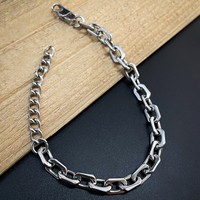 VAF Largeur 7mm Plat Angulaire Lien Polissage Bracelet 17 + 5CM En Acier Inoxydable Hommes À La Mode Personnalisé Lien Fermoir En Gros Bijoux