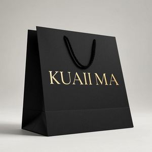Bolsa de Papel Negra de Lujo KM Wholesale, Impresión de Logotipo Personalizado, Empaque de Regalo de Lujo para Compras con Logotipo Propio - Product Image 4