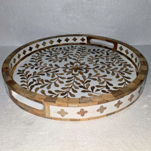 Bandeja de Servicio Personalizable de Madera de Acacia Ecológica y Sostenible, Hecha a Mano con Incrustaciones, de un Solo Compartimento, para Uso en el Hogar, la Cocina o el Escritorio - Product Image 1