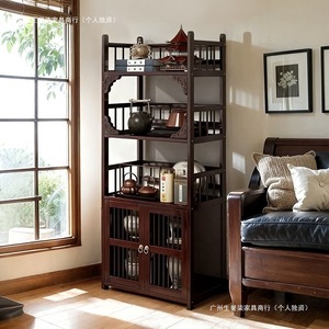 Étagère de présentation en bois de style chinois avec armoire de rangement pour salon et coin thé - Product Image 4