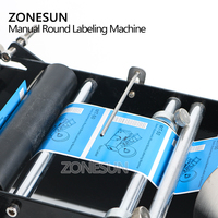 Machine d'étiquetage manuelle simple et facile ZONESUN ZS-50 pour contenants en plastique, bocaux, huiles essentielles, bouteilles rondes