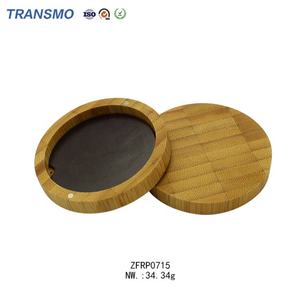 Boîte à poudre compacte vide écologique de luxe en bambou, ronde, avec échantillons gratuits - Product Image 4