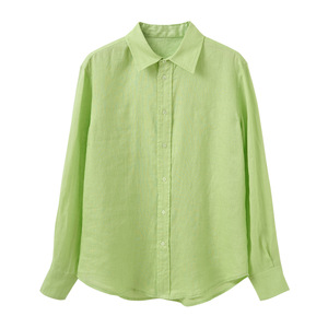 Camisa de Lino Tejido Informal de Verano para Mujer, Transpirable, con Protección Solar, Corte Clásico, Manga Larga Delgada, Disponible en Varios Colores - Product Image 1