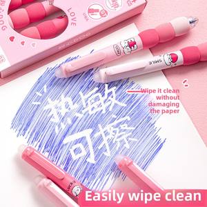 قلم جل قابل للمسح برسوم كرتونية 4 مع غمد إسفنجي متدرج للضغط على قلم جل بلاستيكي حبر أسود وأزرق سهل المسح - Product Image 4