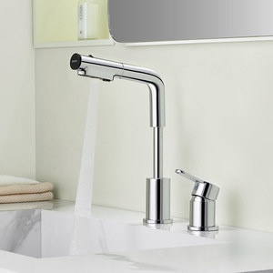 Height Adjustable Hot & Cold Water Mixer Ceramic Cartridge <b>Deck</b> Mount Vanity Basin Tap Single handle bathroom sink faucet - Product Image 5