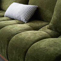 Ensemble de canapés modernes en chenille avec design extensible, pieds en bois massif et coussins capitonnés en maille pour salons de style japonais