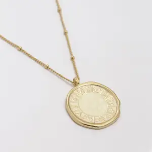 Inspirieren Sie Edelstahls chmuck Zodiac Ivory Emaille Gold Halskette 12 Astrologie Zeichen Anhänger Halskette Satelliten kette Schmuck