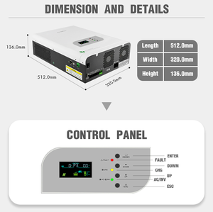 Convertisseur solaire hors réseau basse fréquence à transformateur 400W 640W 800W 1kW 1200W 1600W avec contrôleur PWM intégré VS-AP5 Techfine Solar Inve - Product Image 3