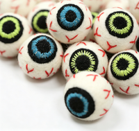 Umweltfreundliche Ungefärbte Wollfilzkugeln Halloween Dekorative Kugeln Handgenähte Wollkugeln Geschenkbox-Füller Feiertagsdekoration