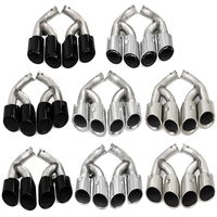Embouts d'échappement quadruples en acier inoxydable 304, finition argent brossé noir, pour Cayenne 958 2015-2017