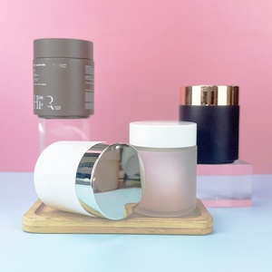 Hot Sale 200ml Frosted Glass Jar with White Lid Big 200g Cosmetics <b>Container</b> Eco-Friendly Eco-Friendly Face Cream Cosmetic Jars - Product Image 1