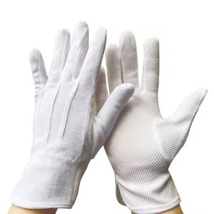 Guantes de mano ceremoniales de desfile blanco de puntos antideslizantes con puntos de PVC guantes funerarios de inspección de monedas de algodón - Product Image 1