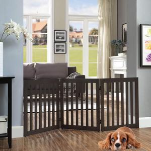Barrière de sécurité pour animaux de compagnie autoportante de 24 pouces de haut, barrière en bois pour chat et chien, porte, escalier, clôture pliable, barrière <span class=keywords><strong>extensible</strong></span> pour la maison, utilisation en intérieur - Product Image 2