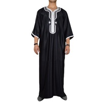 2025 New Casual Herren Thobe Robe Herren Langhemd Muslim Besticktes Hemd Islamische Kleidung Arab Saudi Fashion Thawb Robe