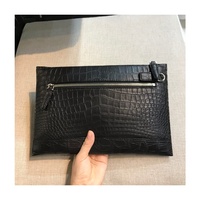 Sac à main en cuir de crocodile véritable exotique de haute qualité au design classique pour hommes DICHLE 7 pouces avec fermeture à glissière