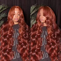 Perruque frontale sans colle 13x4 13x6 Body Wave brun roux, cheveux brésiliens vierges, grade 12A Remy, double épaisseur, vente en gros