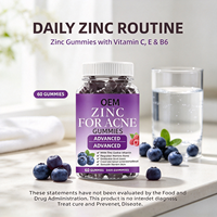 Gummies au zinc OEM pour l'acné 50mg Vitamines A, C, E, Nicotinamide, Thé vert, Cynorrhodon – Complément alimentaire pour une peau claire – Marque privée