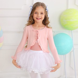 Boléro de ballet pour filles, manches longues, à volants, avec nœud sur le devant, cardigan court, haut d'échauffement de danse - Product Image 3