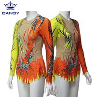 Justaucorps de gymnastique rythmique brillant à manches longues pour enfants de conception personnalisée en gros pour compétition de filles vêtements de danse