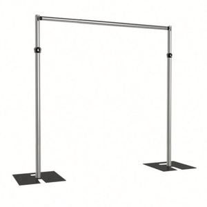 Optional Size Adjustable Silver Metal Frame Pipe <b>Backdrop</b> <b>Stand</b> Wedding Stage Decoration Display Accessories - Product Image 1