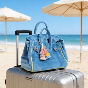 Sac fourre-tout en tissu éponge multicolore personnalisé pour femme, grande capacité, sac à bandoulière, sac de voyage, sac de plage, sac de travail en fourrure, sacs fourre-tout en tissu éponge - Product Image 2