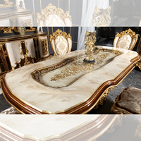 Ensemble de table et de chaises de salle à manger en bois de style baroque royal, ensemble de table à manger classique luxueux 8 places
