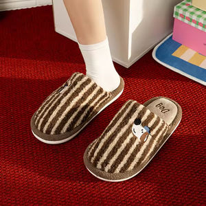 Chaussons douillets en coton doublés de polaire, antidérapants, à semelle épaisse, pour la chambre à coucher, le salon, toutes saisons, légers - Product Image 5