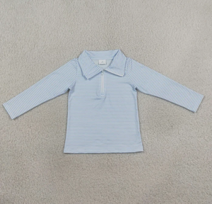 Polo à manches longues rayé assorti frère-sœur, chemise à demi-zip pour garçons et filles - Product Image 4