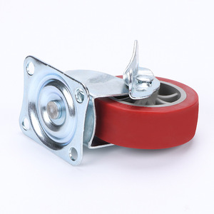 3 Inch Pu Swivel Caster With Brake <b>Flat</b> Bottom Industrial <b>Trolley</b> Wheel Bolt Hole Type Firm Tread - Product Image 3