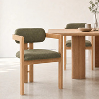 Chaise de salle à manger de style minimaliste moderne avec dossier, en bois massif et coussin en tissu, pour la maison, l'hôtel et les salons