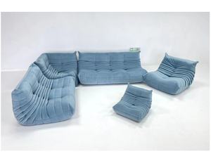Canapé modulaire sectionnel ATUNUS en velours compacté sans armature, bleu ciel, pour salon, en forme de L, style paresseux - Product Image 1