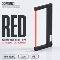 DOMENZI GL220-N-V3 Capteur infrarouge à fente, ouverture la plus large de 220 mm, sortie NPN, faisceau invisible, résistant à la lumière ambiante